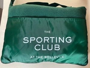 Sporting Club at Bellevue Hotel Philadelphia ZIPPERED PICNIC BLANKET Green Promo - Picture 1 of 5
