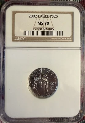 MS70 2002 $25 American Platinum Eagle 1/4 oz Platinum NGC - Image 1 of 2