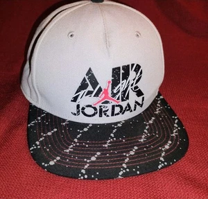 Air Jordan stencil Jumpman gray blk cap basketball adult adjustable snap back VG - Picture 1 of 13