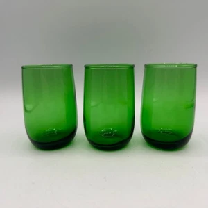 Forest Green Roly Poly Flat Juice Glasses, Set of 3 - Picture 1 of 7