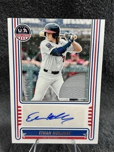 2025 Panini Stars & Stripes USA Ethan Holliday Game Worn Jersey Auto 020/199 🔥 - Picture 1 of 2