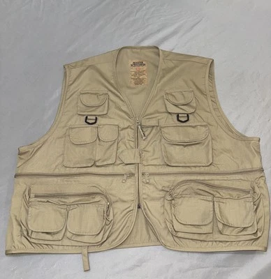 Master Sportsman Chaleco de Pesca Exterior Resistente Recortado Caqui Múltiples Bolsillos LG Foto 1 de 4