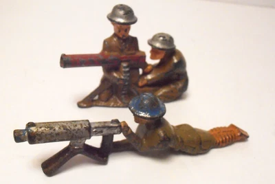 LOTE DE FIGURAS Barclay Manoil Toy 2 Soldier *2 MAN TEAM & PROPENSO AMETRALLADOR* Foto 1 de 4