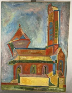 Très grande huile sur toile signée : Ecole Polonaise ou Russe ? 73x55 cm - Picture 1 of 13