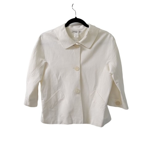 OFF WHITE Giacca David N Off Bianca Maniche Lunghe Bottone Colletto Donna Petite 6P 1036