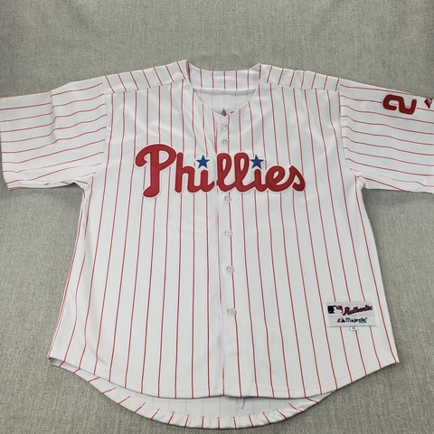 CHASE UTLEY Phillies Home Jersey #25 Majestic Size 48 Pin Stripes Cover