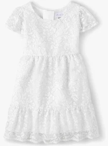 The Childrens Place Girl Dress Size 16 XXL Short Sleeve White Floral Lace Silver - Picture 1 of 3