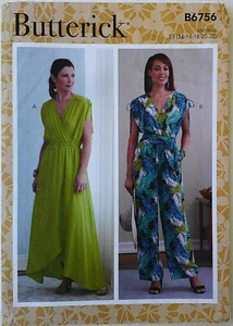 Butterick 6756 Misses Dress jJumpsuit Sash Sewing Pattern Sz 14-22 - Picture 1 of 1