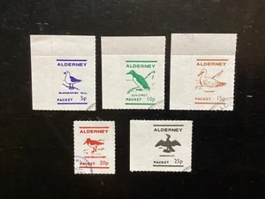 ALDERNEY Vögel "Paket" Briefmarke Aschenputtel kompletter Satz vfu (5vals) (A471) - Bild 1 von 2
