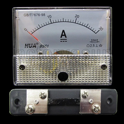 DC 30A Analog Panel AMP Current Meter Ammeter Gauge 85C1 0-30A DC White + Shunt - Image 1 of 4