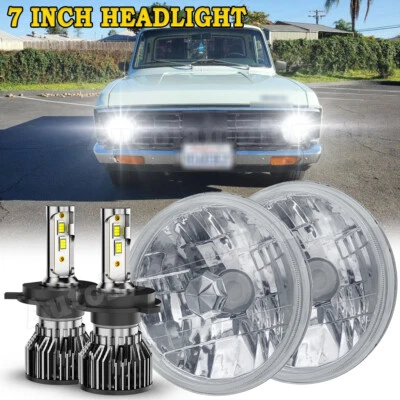 Par de 7 polegadas redondo branco farol de LED lâmpada Hi-Lo para Ford Courier 1972-1982 - Imagem 1 de 4