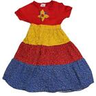 VIntage 1960's Cinderella Girls Dress Tiered Floral Print Size 7 Red Yellow Blue