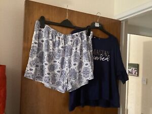 Pep&co Ladies Pyjamas Size 16/18 Shorts And Top Navy/grey