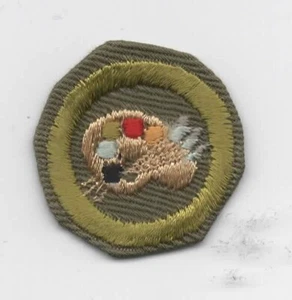 Art Merit Badge, Type E Khaki Narrow Crimped (1947-60), Used - Picture 1 of 1