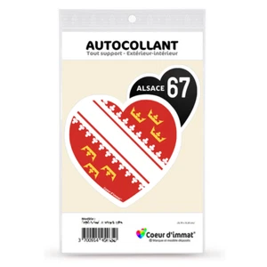 Sticker autocollant Coeur J'aime l'Alsace 67 - Drapée - Imagen 1 de 6