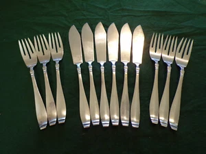 Wilkens Martin 508 Art-Deko Fischbesteck 6 Personen 12 Teile Silber 90er TOP ! - Bild 1 von 7