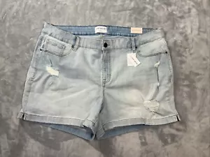 Lane Bryant Signature Fit Boyfriend Midi Shorts Sz 24 Blue White NEW - Picture 1 of 9