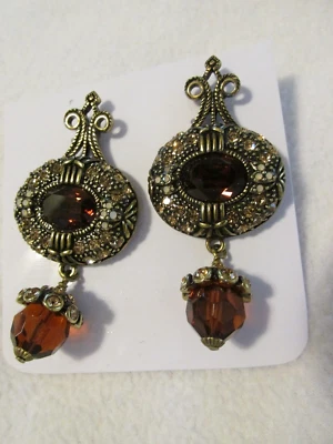 NUEVO HSN Heidi Daus Cristal ROJO con Cuentas Rojas Pendientes Colgantes Clip Foto 1 de 4