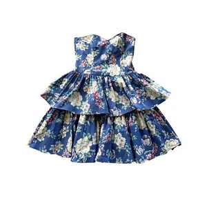 Laura Ashley Damen Vintage 80er 90er Blumen trägerlos Cottagecore Kleid blau 12 - Bild 1 von 12