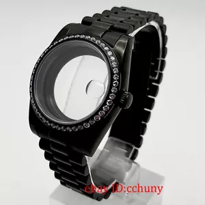 36mm/39mm Caja Reloj Negro Cristal Zafiro Ajuste NH35 Miyota 8215 ETA 2824 Movimiento - Imagen 1 de 13
