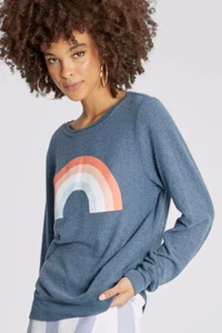 NWT WILDFOX Vintage Rainbow Pullover in Sail Navy Blue Size XSmall - Picture 1 of 9