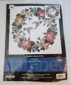 Janlynn Needlecraft 1620970 Stamped Cross Stitch Hummingbird Wreath NEW - Picture 1 of 9