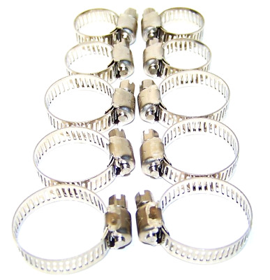 10pcs Stainless Hose Clamp Set Worm Gear Type Hose Pipe Fitting Clamp Assortment • 8.99$