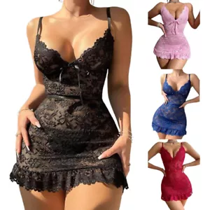 Mini Abito Perizoma Intimo Donna Sexy Comodo Set Pigiama Lingerie UK - Foto 1 di 19
