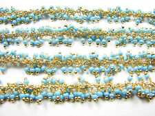 18 Inch 1.5 MM Turquoise Crystal Jumbo Cluster Sterling Vermeil Stone Link Chain