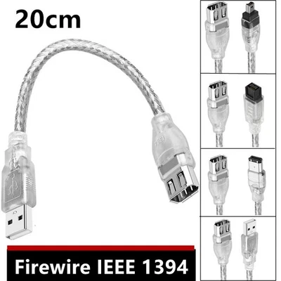 IEEE 1394 Firewire 400 6-Pin to USB A/Firewire 6-Pin/1394b 800 9-Pin Male Cable - Image 1 of 4