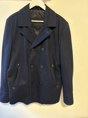 Black Rivet Navy Blue Rivet Men’s Wool Pea Coat - Size L  - Image 1 of 4