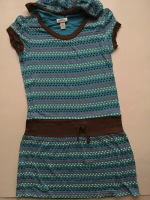 Pre-Owned Limited Too Teal Blue Brown Pink White Hoodie Short Sleeve SS Dress 10 - Image 1 of 2