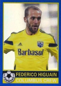 2014 Topps Chrome MLS 1976-77 Topps Footballers Minis Blue Parallel Numbered /99