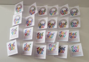 Rainbow Thank You mini square card envelope set of 24, 4 designs, 4.8 x 4.8 cm. - Picture 1 of 8