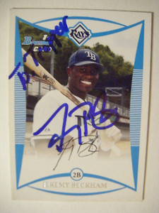JEREMY BECKHAM signed RAYS GEORGIA SOUTHERN 2008 Bowman Draft baseball card AUTO
