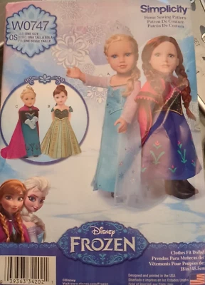 Simplicity  W0747 Sewing Pattern Disney Frozen 18' Doll Costume UC/FF - Image 1 of 4