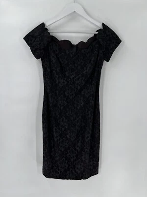 Женское винтажное платье Roberta 9/10 черное кружевное с цветочным принтом длина до колена официальное - Изображение 1 из 4