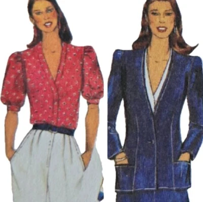 1980s Balloon Sleeve Blouse High Waist Pants Krizia McCalls 7112 Sewing Pattern - Image 1 of 3