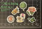“Plants & Things” LOT of 6 Stickers (flowers, leaves, butterfly, green)