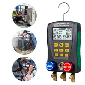 NEW Refrigeration Digital Manifold Gauge HVAC Vacuum Pressure Temp Tester Kit US - Picture 1 of 18
