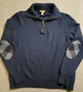 Burberry Brit Boy`s Navy Blue Quarter Zip Long Sleeve Elbow Pads Sweater Size XL - Picture 1 of 7