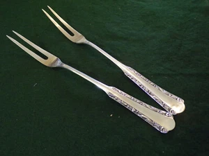 WMF Modelo 2000 Art Deco Patrón Frutal Par Tenedores Carne Plata Años 90 - Imagen 1 de 2