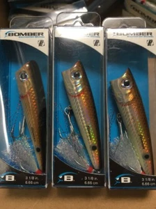 3 Discontinued Bomber Saltwater Grade Pop’n Mullet Redfin Mullet 3-1/8” Rebel R - Picture 1 of 6