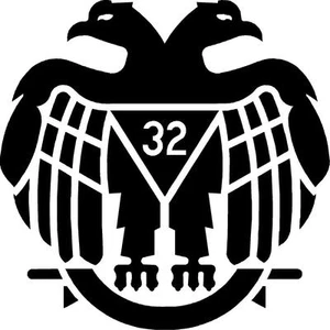 White Vinyl Decal 32ND DEGREE SCOTTISH RITE Auto Emblem Made in USA Mason - Picture 1 of 1