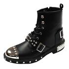Men's Fashion British Punk Rivets Metal Pointed Toe Motorcycle Shoes Ankle Boots
