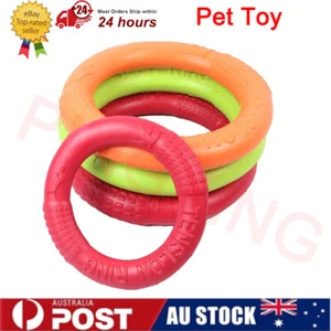 Solid Dog Rubber Ring Heavy Duty Tough Dog Pull Toy Fetch Retrieve Interactive - Picture 1 of 12