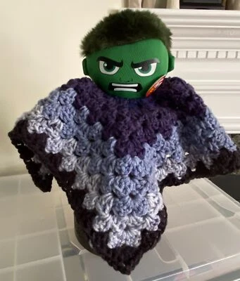 LOVEY GREEN HULK SUPERHERO crochet removable security blanket Blankie Doll Toy - Image 1 of 2