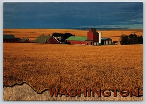 Postal Wheat Fields Washington Red Barns and Silos - John Marshall - Imagen 1 de 2