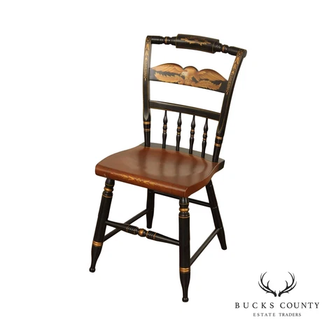 L. Hitchcock Vintage Black and Gold Painted Eagle Chair Cover
