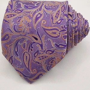STEVE HARVEY COLLECTION SILK TIE PURPLE  GOLD PAISLEY Classic Necktie  - Picture 1 of 6